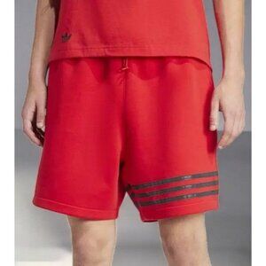 Adidas Men Neuclassic Red Striped Shorts Drawstring Waist Side Pockets NEW Small